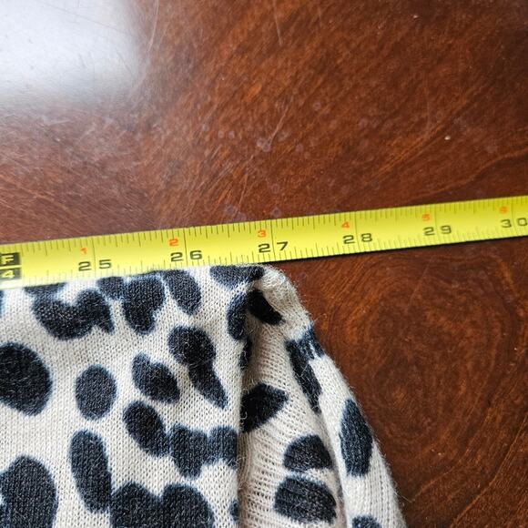 Ellison Tunic Sweater Linen Blend Animal Print V Neck Oversized Leopard Knit S - Picture 13 of 14